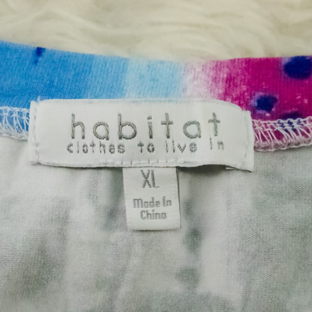 Habitat Size XL Multicolor Print Scoop Short Elbow Length Sleeve Artsy Tunic Top - Picture 4 of 7